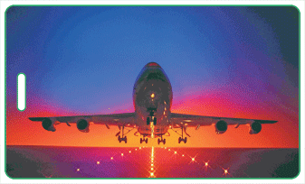 Animated image shows a Jumbo Jet Air plane taking off towards you LT01-207