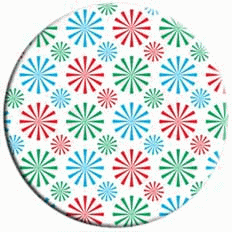 Lenticular coaster with black spinning wheels on white background