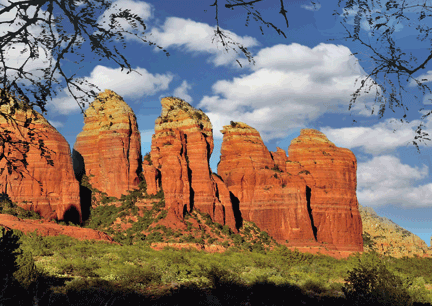 Sedona Rocks with Clouds, Sedona AZ in 3D
