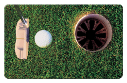 Lenticular Printing calendar card with putter hits golf ball into hole, animation