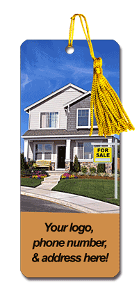 Lenticular Images bookmark with real estate realtor hands sold keys to buyer of house, flip