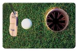 Lenticular Printing calendar card with putter hits golf ball into hole, animation