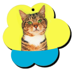 3D Lenticular Printing foam key chain with flower shaped, Garfield colored kitty cat tilts its head, flip