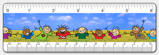 Lenticular PET 6-inch Ruler with image of children playing outdoors