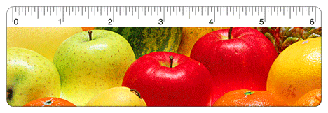 Lenticular 6-inch Ruler with flip image of assorted fruit