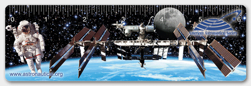 Lenticular 6-inch Ruler with 3D depth image of space station and astronaut floating