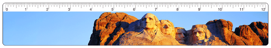 Lenticular 12-inch Ruler with flip image of US Flag and Mt. Rushmoore