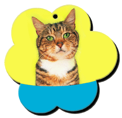 3D Lenticular Printing foam key chain with flower shaped, Garfield colored kitty cat tilts its head, flip