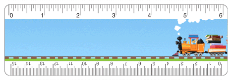 Lenticular 6-inch Ruler with train carrying books animation